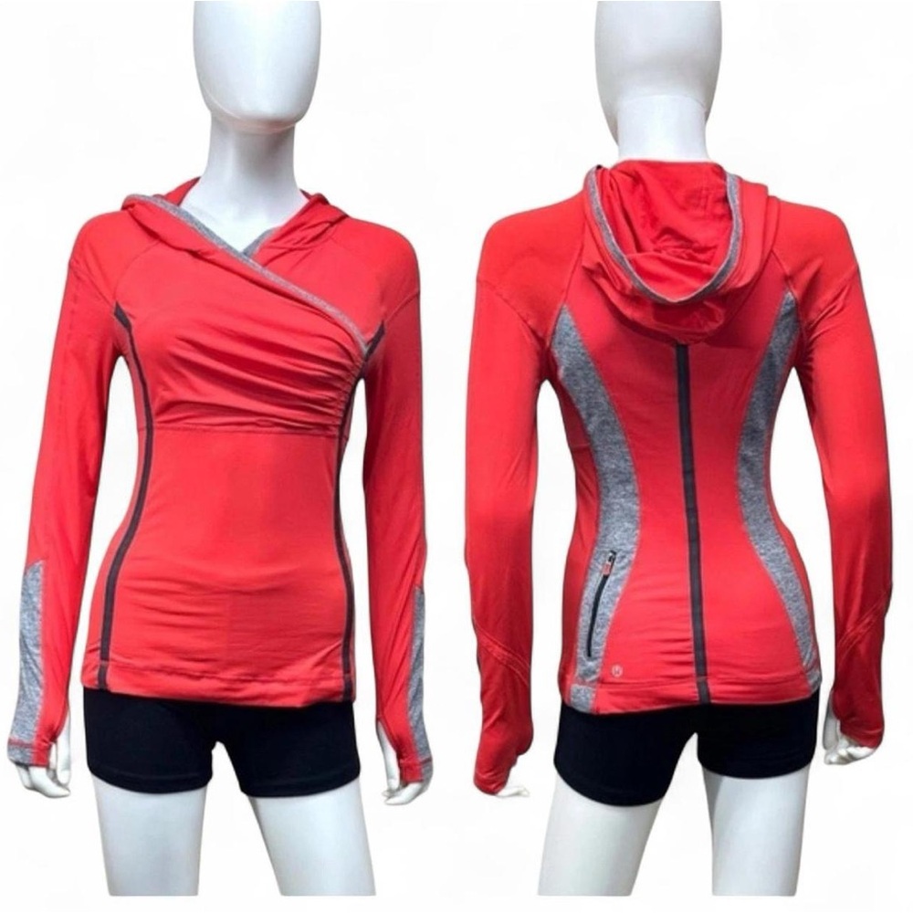 LULULEMON fitted flattering runners long sleeve airy hoodie with thumb holes